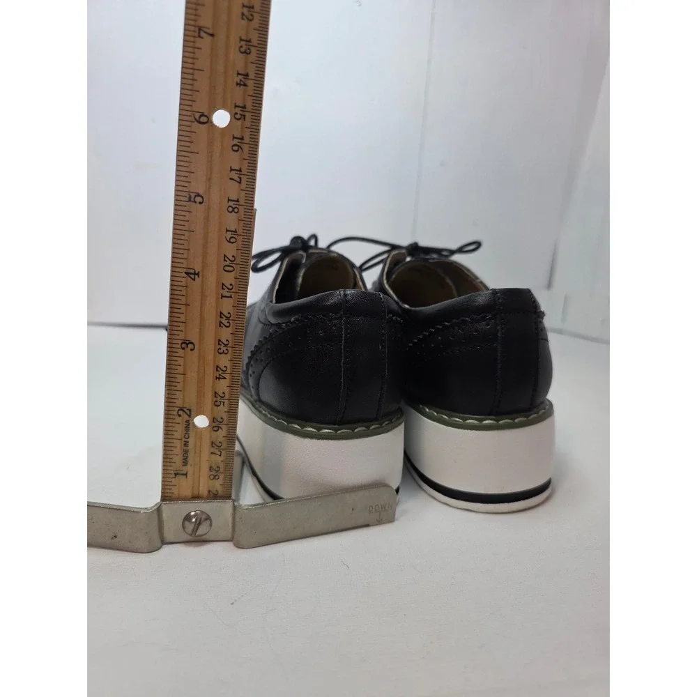 Black Wingtip Platform Oxford Brogue‎ Shoes Dadawen Chunky White Sole EU 39 US 8